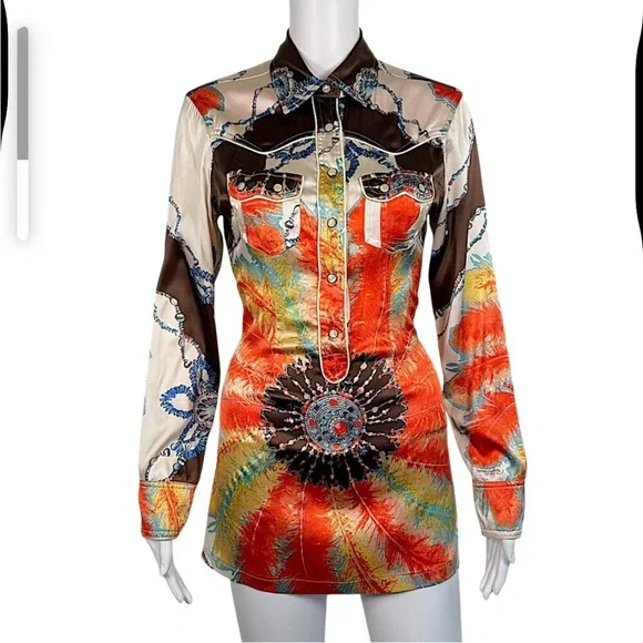 Roberto Cavalli Multicolor Mini Dress with Bold Patterns - Picture 2 of 4